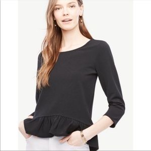 Ann Taylor peplum style 3/4 sleeve black top